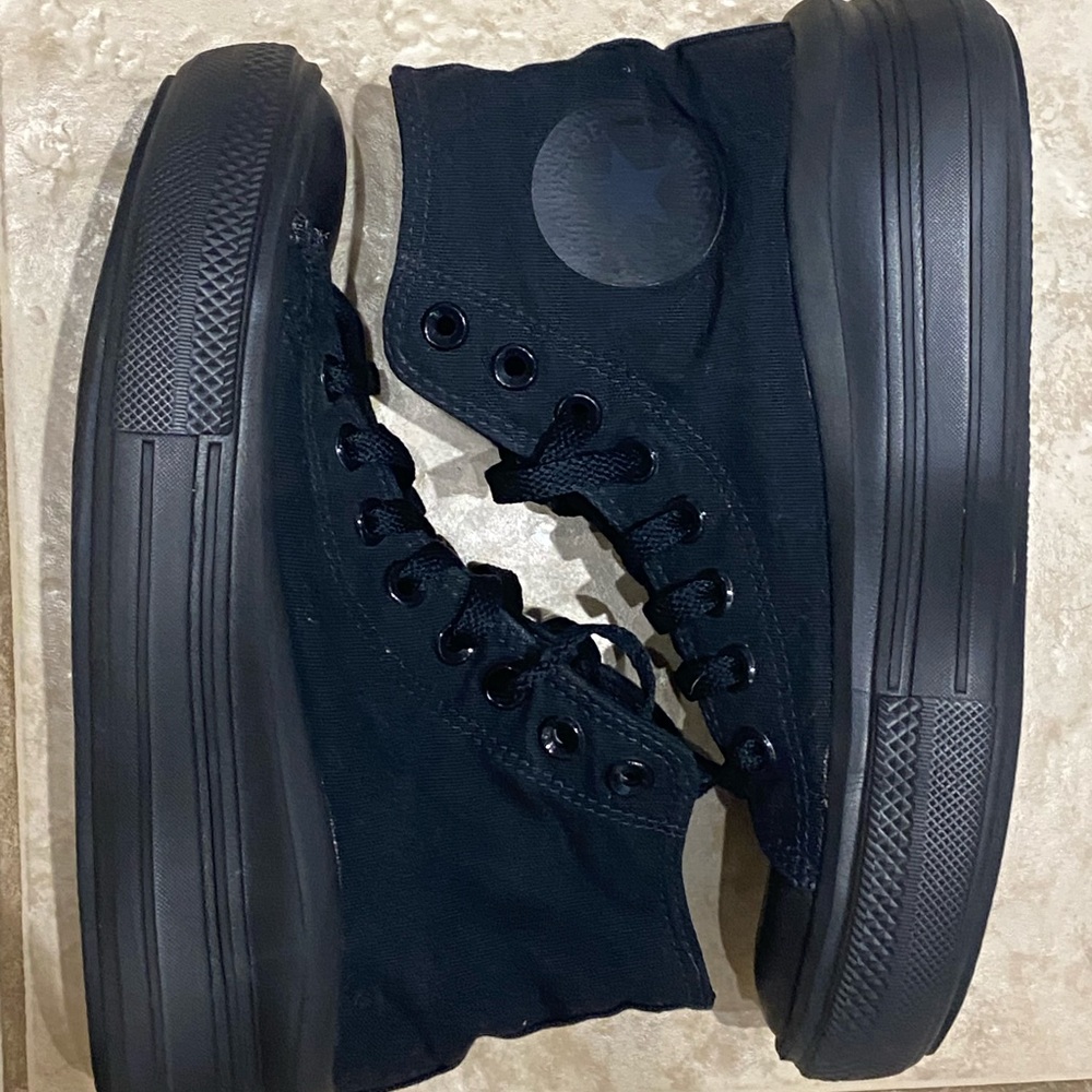 Converse- All black platform high tops
